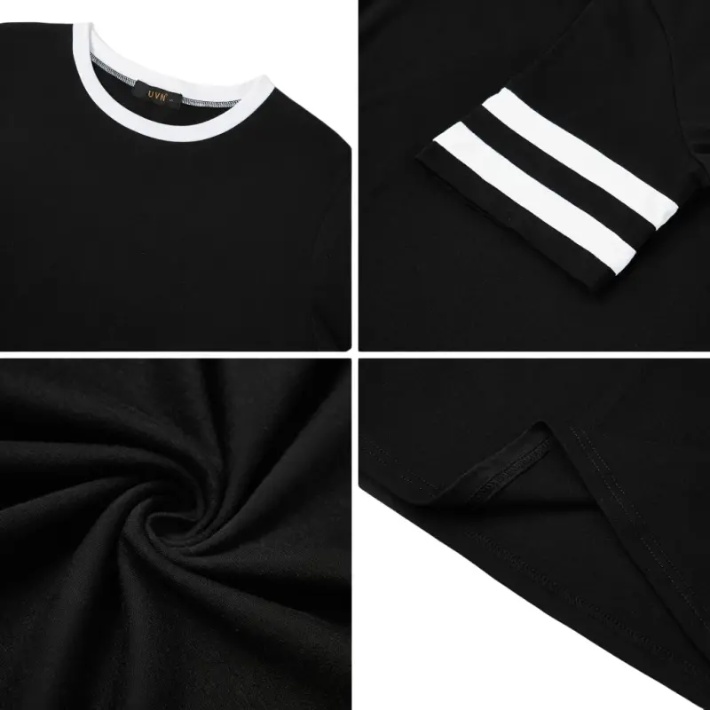 Shine Up Women Sweatsuits Casual 2 Piece Sets Striped Tracksuits Short Sleeve Summer T Shirts Long Jogger Sets Loose Activewear - 5