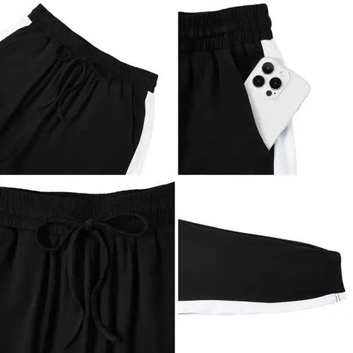 Shine Up Women Sweatsuits Casual 2 Piece Sets Striped Tracksuits Short Sleeve Summer T Shirts Long Jogger Sets Loose Activewear - 6