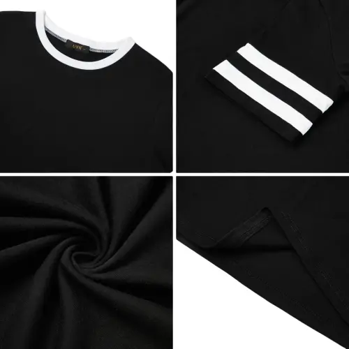 Shine Up Women Sweatsuits Casual 2 Piece Sets Striped Tracksuits Short Sleeve Summer T Shirts Long Jogger Sets Loose Activewear - 5