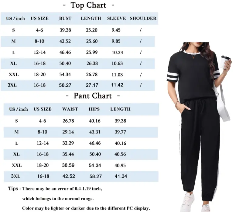 Shine Up Women Sweatsuits Casual 2 Piece Sets Striped Tracksuits Short Sleeve Summer T Shirts Long Jogger Sets Loose Activewear- - 7