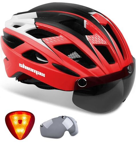 Shinmax Bike Helmet, CPSC/CPC Bike Helmet for Adult Men Women with Magnetic Goggles & Led Back Light Cycling Helmet Adjustable SM-T69 - 1