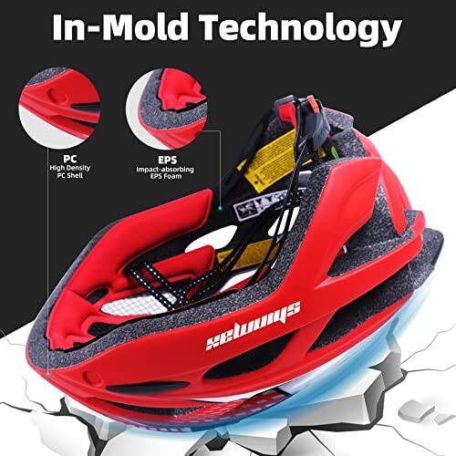 Shinmax Bike Helmet, CPSC/CPC Bike Helmet for Adult Men Women with Magnetic Goggles & Led Back Light Cycling Helmet Adjustable SM-T69 - 5