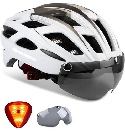 Shinmax Bike Helmet, CPSC/CPC Bike Helmet for Adult Men Women with Magnetic Goggles&Led Back Light Cycling Helmet Adjustable SM-T69 - 1