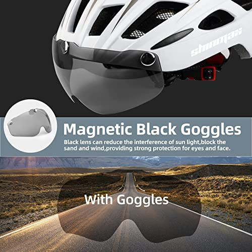 Shinmax Bike Helmet, CPSC/CPC Bike Helmet for Adult Men Women with Magnetic Goggles&Led Back Light Cycling Helmet Adjustable SM-T69 - 2