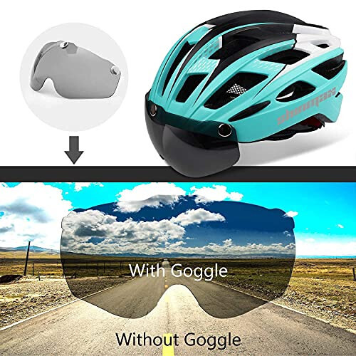 Shinmax Bike Helmet, CPSC/CPC Bike Helmet for Adult Men Women with Magnetic Goggles&Led Back Light Cycling Helmet Adjustable SM-T69 - 4