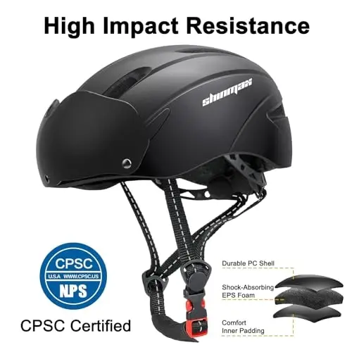 Shinmax Bike Helmet for Men Women, Bicycle Helmet with Detachable Magnetic Goggles Adjustable for Adult Road Biking Mountain Cycling Helmet (BC-001) - 5