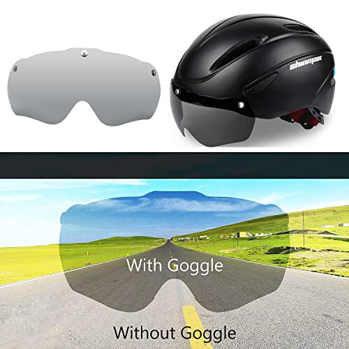 Shinmax Bike Helmet for Men Women, Bicycle Helmet with Detachable Magnetic Goggles Adjustable for Adult Road Biking Mountain Cycling Helmet (BC-001) - 2