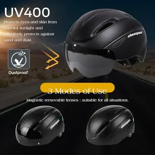 Shinmax Bike Helmet for Men Women, Bicycle Helmet with Detachable Magnetic Goggles Adjustable for Adult Road Biking Mountain Cycling Helmet (BC-001) - 4