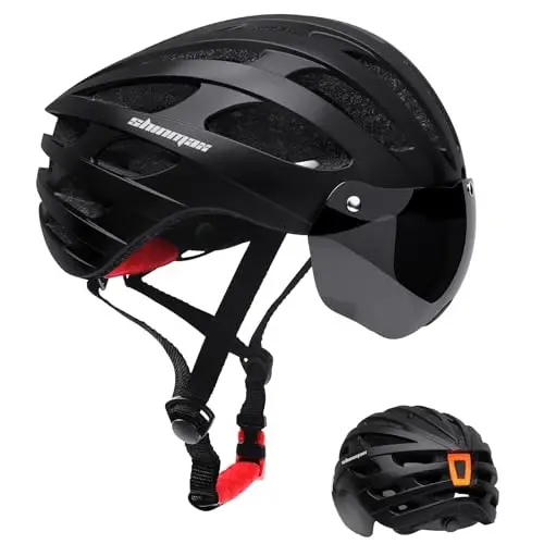 Shinmax Bike Helmet with USB Rechargeable Light & Detachable Magnetic Goggles UV Protective, Bicycle Helmet Men Women Mountain Road Adjustable Adult Cycling Helmet (WT-049) 