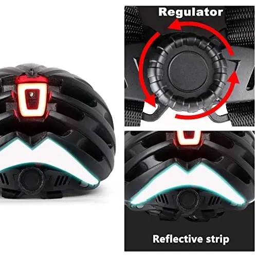 Shinmax Bike Helmet with USB Rechargeable Light & Detachable Magnetic Goggles UV Protective, Bicycle Helmet Men Women Mountain Road Adjustable Adult Cycling Helmet (WT-049) - 3