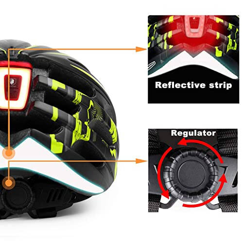 Shinmax Bike Helmet with USB Rechargeable Light & Detachable Magnetic Goggles UV Protective, Bicycle Helmet Men Women Mountain Road Adjustable Adult Cycling Helmet (WT-049) - 5