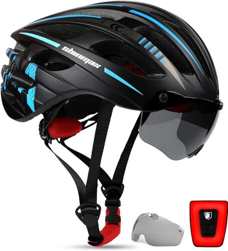 Shinmax Bike Helmet with USB Rechargeable Light & Detachable Magnetic Goggles UV Protective, Bicycle Helmet Men Women Mountain Road Adjustable Adult Cycling Helmet (WT-049) - 1