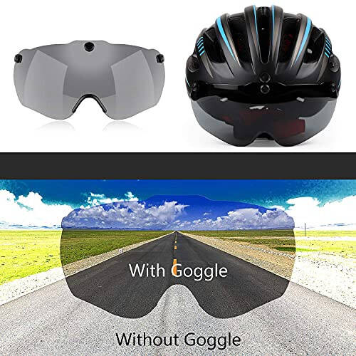 Shinmax Bike Helmet with USB Rechargeable Light & Detachable Magnetic Goggles UV Protective, Bicycle Helmet Men Women Mountain Road Adjustable Adult Cycling Helmet (WT-049) - 2