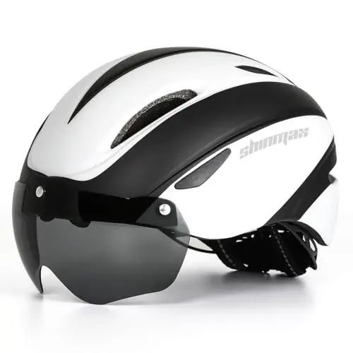 Shinmax Bike Helmet for Men Women, Bicycle Helmet with Detachable Magnetic Goggles Adjustable for Adult Road Biking Mountain Cycling Helmet 