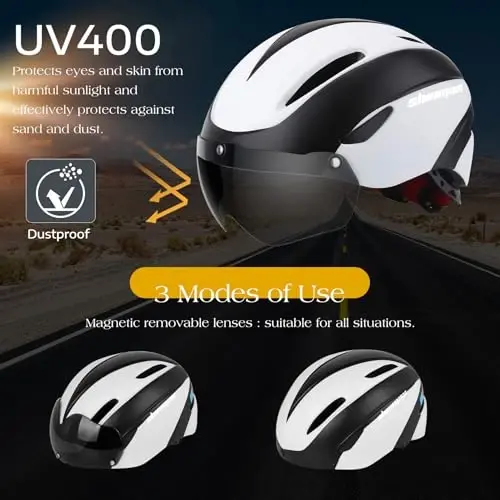 Shinmax Bike Helmet for Men Women, Bicycle Helmet with Detachable Magnetic Goggles Adjustable for Adult Road Biking Mountain Cycling Helmet (BC-001) - SHINMAX (1)