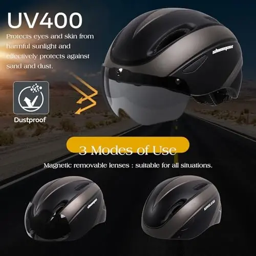 Shinmax Bike Helmet for Men Women, Bicycle Helmet with Detachable Magnetic Goggles Adjustable for Adult Road Biking Mountain Cycling Helmet (BC-001) - 6