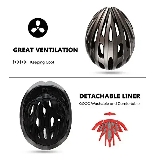 Shinmax Velosiped Dubulg'asi USB Zaryadlanuvchi Chiroq va Ajratiladigan Magnit Ko'zoynak UV Himoyasi, Velosiped Dubulg'asi Erkaklar Ayollar Tog' Yo'l Sozlanishi Kattalar Velosiped Dubulg'asi (WT-049) - 5