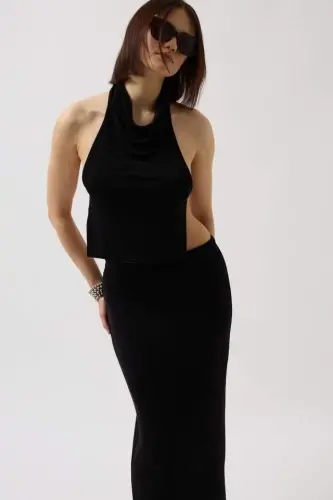 Shiny Fabric Maxi Skirt - 3