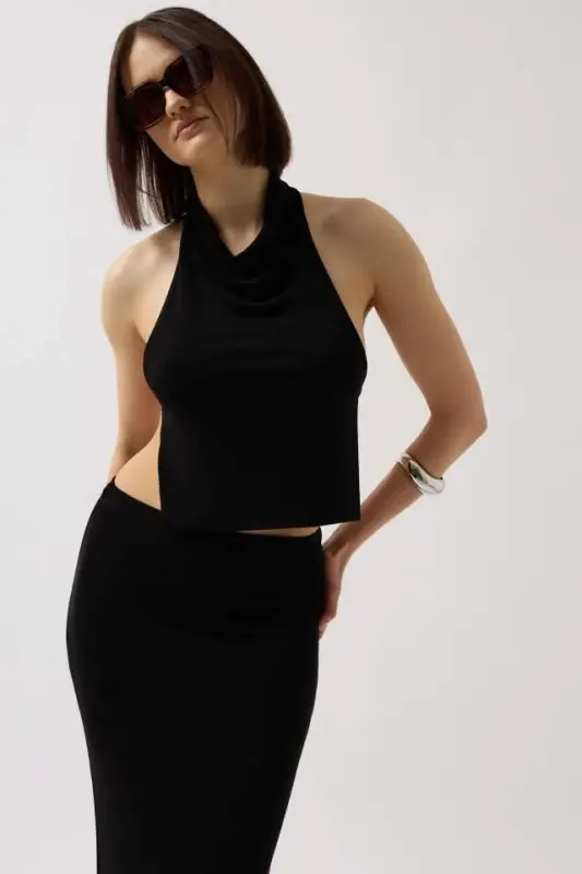 Shiny Fabric Maxi Skirt - 4