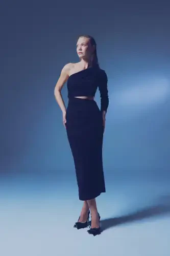 Shiny Long Dress - BLACK - 3