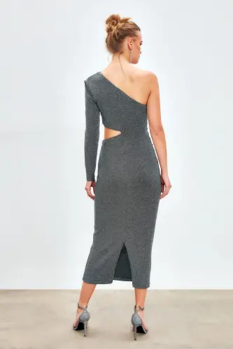 Shiny Long Dress - GRAY - 7