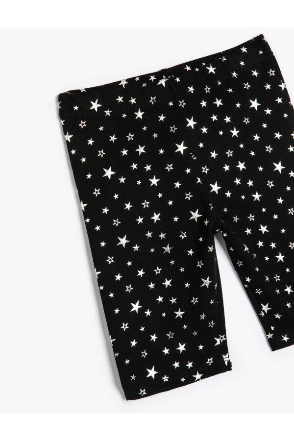 Shiny, star printed, elastic waistband, cotton leggings. - 6