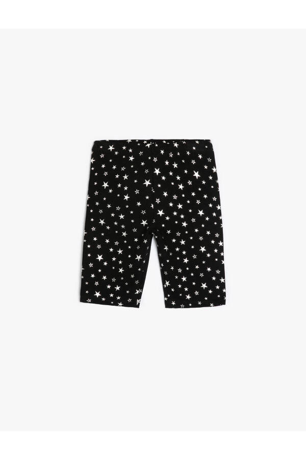 Shiny, star printed, elastic waistband, cotton leggings. - 1