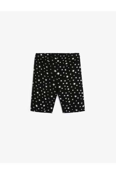 Shiny, star printed, elastic waistband, cotton leggings. - 2