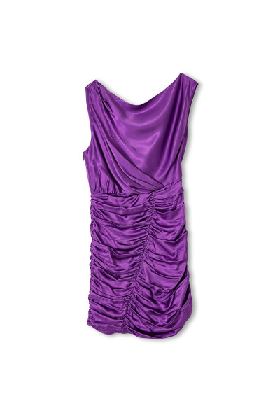 Shiny Textured Draped Dress - 7