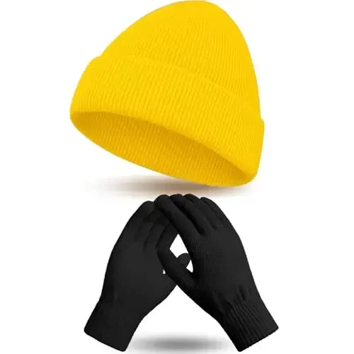 ShinyMatch Halloween Cosplay Funny Beanie Hat and Gloves Character Park Knit Hat Warm Winter Cap for Women Men - 1