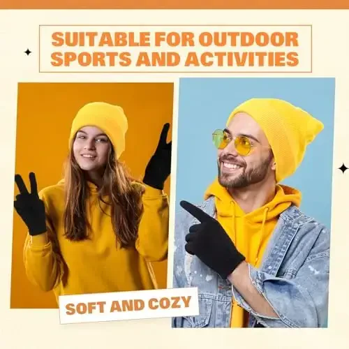 ShinyMatch Halloween Cosplay Funny Beanie Hat and Gloves Character Park Knit Hat Warm Winter Cap for Women Men - 4