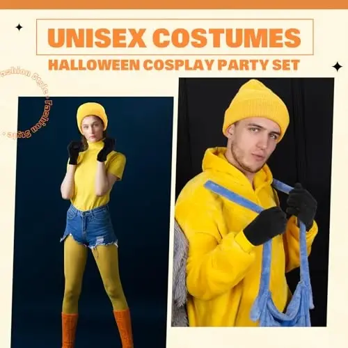 ShinyMatch Halloween Cosplay Funny Beanie Hat and Gloves Character Park Knit Hat Warm Winter Cap for Women Men - 2