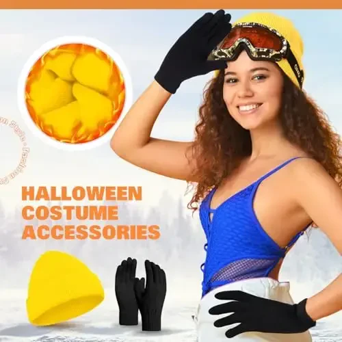 ShinyMatch Halloween Cosplay Funny Beanie Hat and Gloves Character Park Knit Hat Warm Winter Cap for Women Men - 5