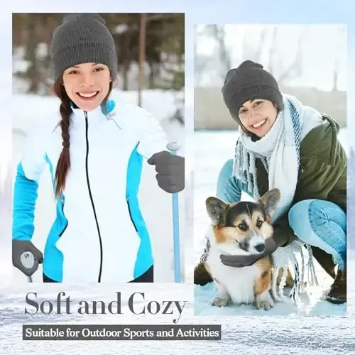 ShinyMatch Qishki shapka qo'lqoplar to'plami, yumshoq trikotaj shapka cho'ziluvchan qo'lqoplar issiq bosh suyagi shapkasi ayollar erkaklar uchun sovg'alar - 5