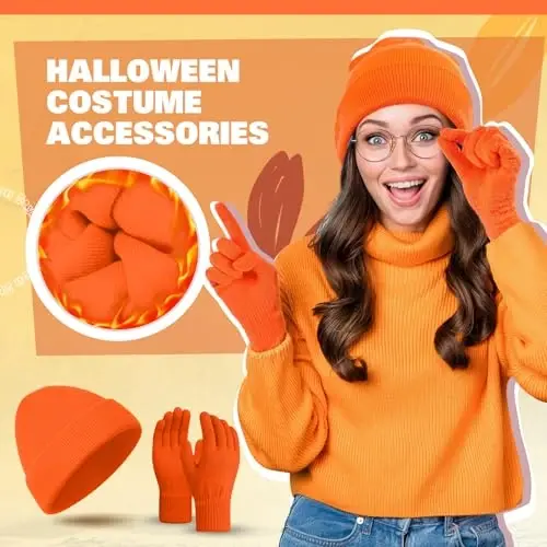 ShinyMatch Зимняя Шапка Перчатки Набор, Мягкая Вязаная Шапка Эластичные Перчатки Теплая Шапка-Череп Набор для Женщин Мужчин Подарки - SHINYMATCH (1)