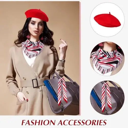 Shinymoon 24 Pcs Wool Beret Hat Bulk Artist Beanie Beret Warm French Hat with Silky Neck Scarf for Women Girl Lady - Modazone (1)
