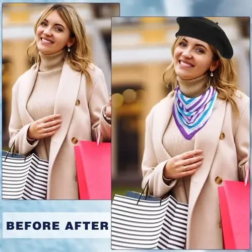 Shinymoon 24 dona junli beret shapka Bulk Artist Beanie Beret Ayollar qizlar xonim uchun ipak bo'yin sharfli iliq fransuz shapka - 6