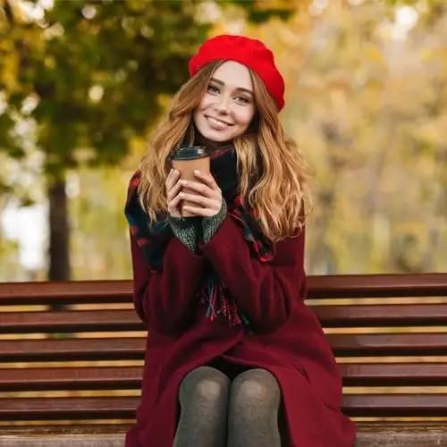 Shinymoon 48 Pcs Women Wool Beret Hat with Silky Scarf French Beret Bulk for Women Girls Winter - 2