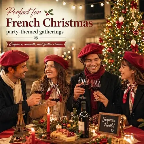 Shinymoon 48 Pcs Women Wool Beret Hat with Silky Scarf French Beret Bulk for Women Girls Winter 