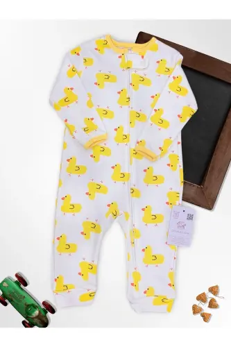 Shirin o'rdaklar %100 tabiiy paxta 3 dona bolalar uchun kombinezon 0-18 oy (UNISEX)-sariq - 3