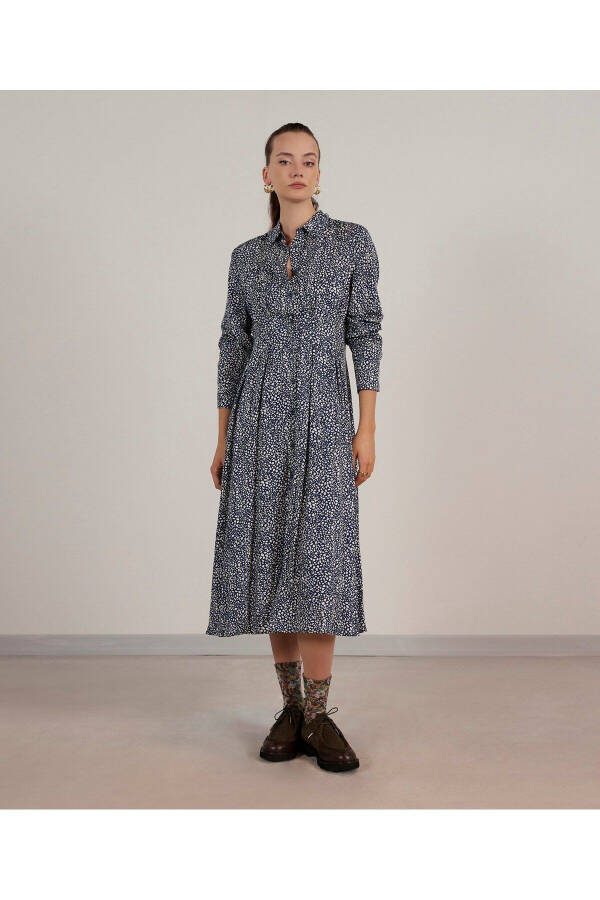 Shirt Collar Long Dress - 1