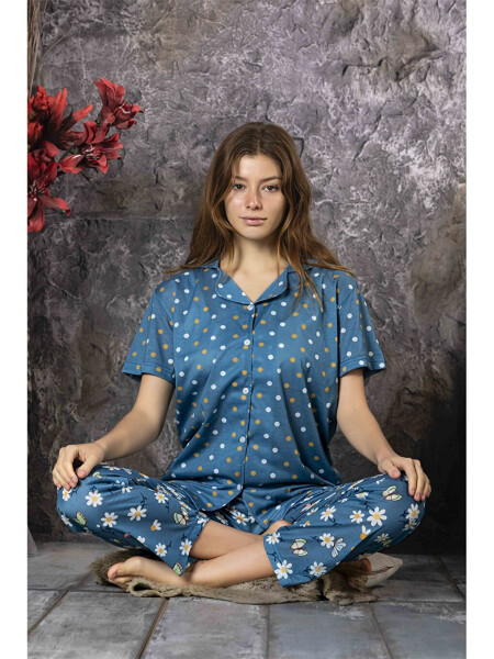 Shirt Collar Women's Pajama Set - 2