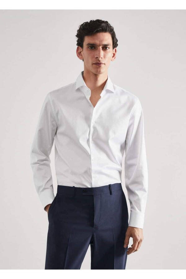 Shirt Cufflinks Slim Fit Twill Shirt - 1