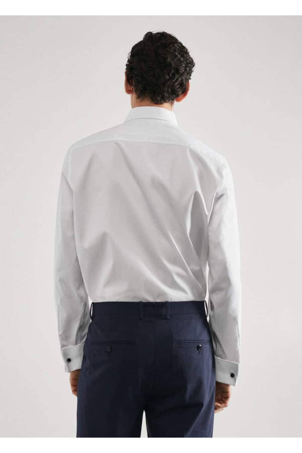 Shirt Cufflinks Slim Fit Twill Shirt - 4