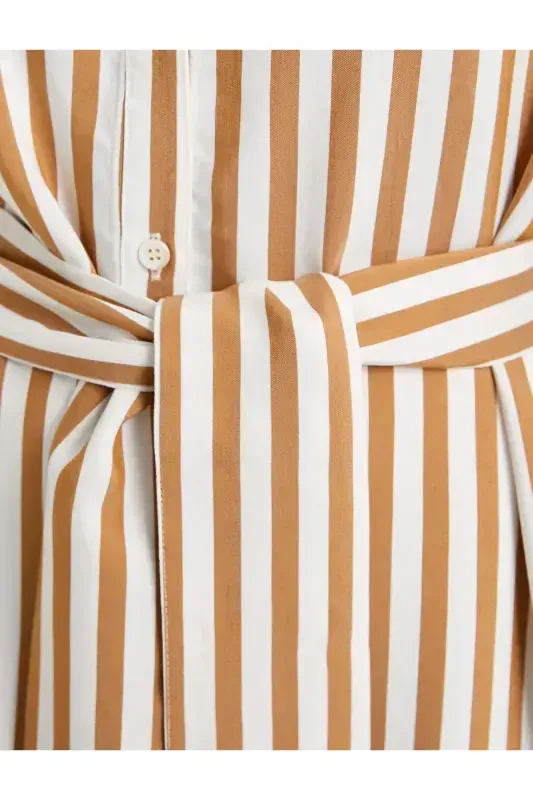 Shirt Dress Viscose Belted Long Sleeve Buttoned - 6