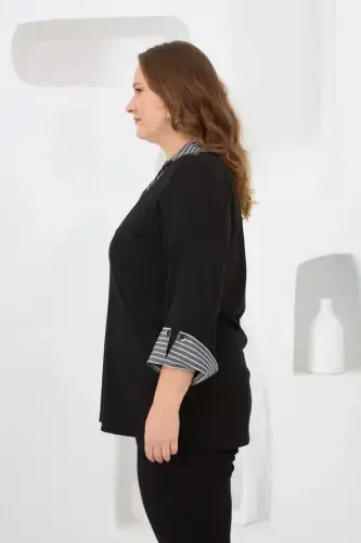 Shirt Embellished Plus Size Blouse Black - 3