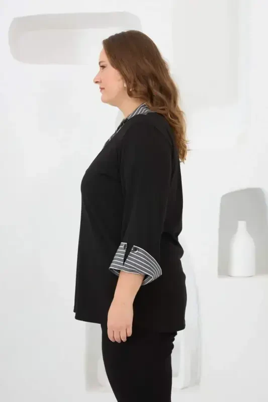 Shirt Embellished Plus Size Blouse Black - 3