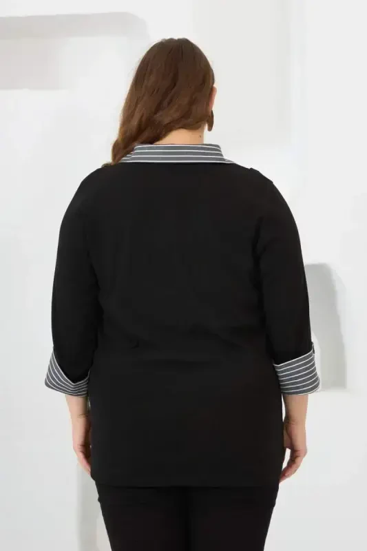 Shirt Embellished Plus Size Blouse Black - 4