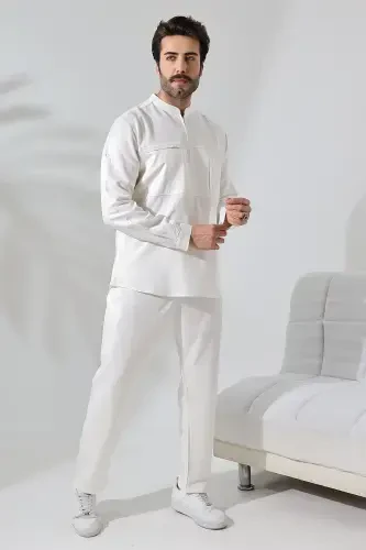 Shirt Hajj Umrah Set - Cream Viscose-Cream - 1