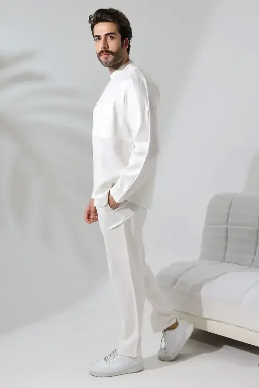 Shirt Hajj Umrah Set - Cream Viscose-Cream - 4